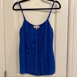 Loft blue ruffled tank top blouse